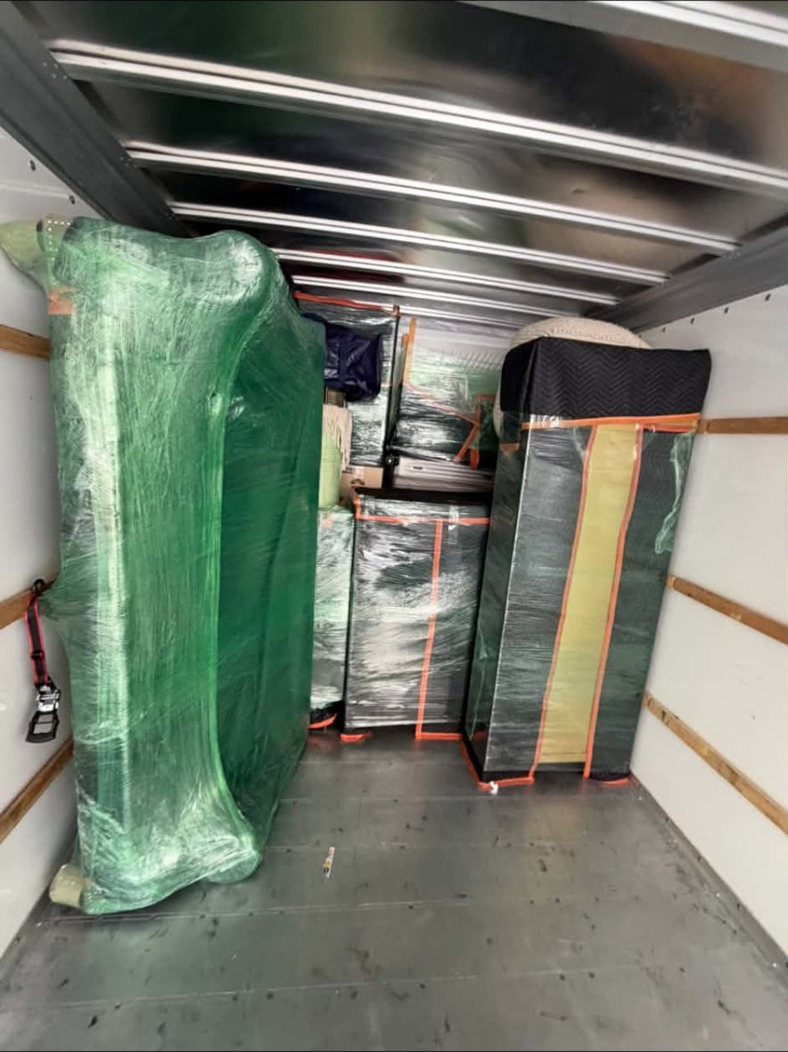 Carefully wrapped furniture ready for the move